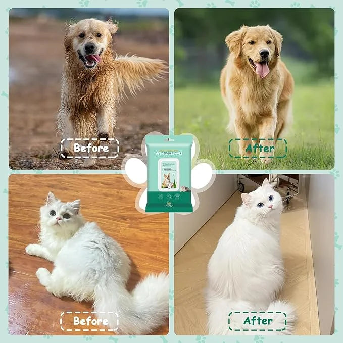 Pet Cleaning and Deodorizing Bathing Wipes for Dog and Cat, Extra ThickNourish Fur No-Rinse Grooming Wipes for Daily Care ...