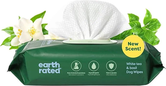 Earth Rated Pet Grooming Wipes for Dogs and Cats, Hypoallergenic, 3-in-1 Cleaning, Deodorizing and Hydrating, for Paws, Bo...