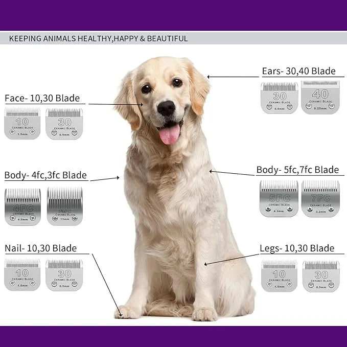 10 Dog Grooming Replacement Ceramic Blades Compatible with Wahl,oster,Andis Dog Detachable clipper,Cut Length 1/16-Inch,2 ...