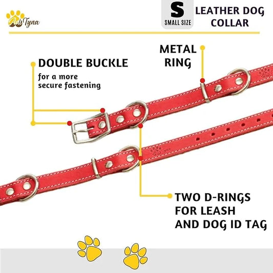 Heavy Duty Red Leather Dog Collar for Small Dogs- Soft and Strong Dog Collar for Puppy or Small Dogs (Small: Fit 10" - 14....