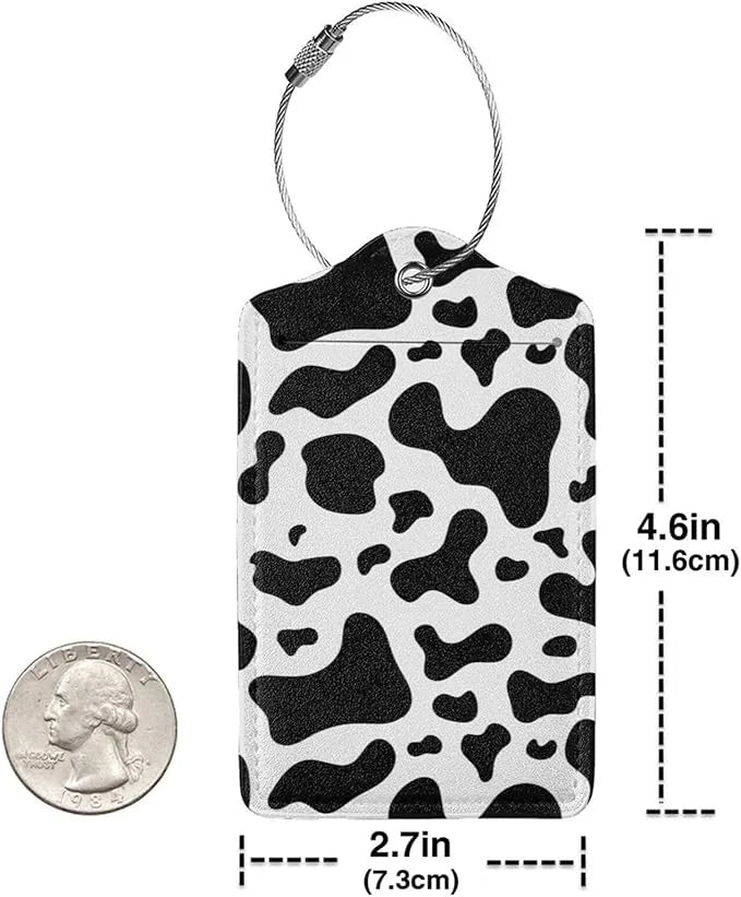 2 Pcs Cow Print Luggage Tag for Suitcase, Identifiers Privacy Cover ID Label with Steel Loop, Cute Cow Decor Tags Birthday...