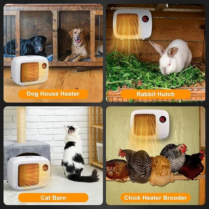 Dog House Heater, Pet House Heater with Thermostat Anti Chew Cord Overheat Protection Wall-Mounted 2 Heating Mode (300/600...