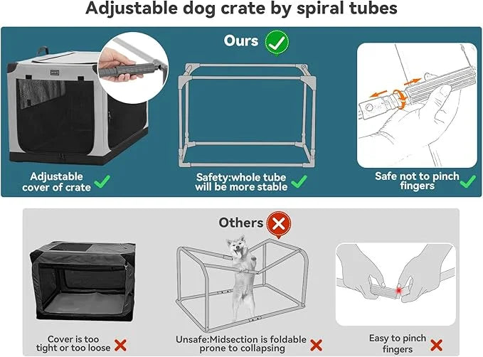 PETSFIT Portable Dog Crate, with Patented Adjustable Fabric Cover, Chewproof & Lockable Mesh Doors, Waterproof Base Collap...