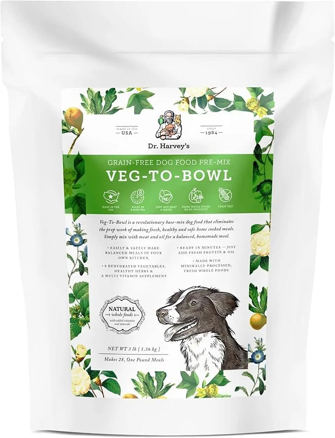 Dr. Harvey's Veg-to-Bowl Dog Food, Human Grade Dehydrated Base Mix for Dogs, Grain Free Holistic Mix (3 Pound) - Product I...