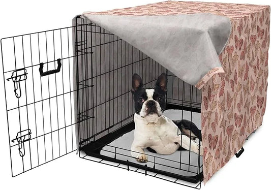 Ambesonne Butterfly Dog Crate Cover, Summer Time Ornamental Flying Creatures in Rose Tones, Easy to Use Pet Kennel Cover f...