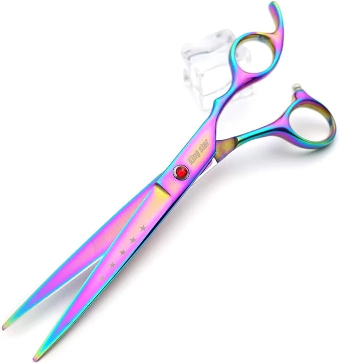 7.0in Titanium Professional Pet Grooming Scissors Set,Straight & Thinning & Curved Scissors 3pcs Set for Dog Grooming,A349...