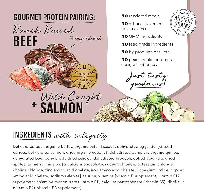 The Honest Kitchen Human Grade Dehydrated Gourmet Grains Dog Food - Beef & Salmon, 10 Pound Box - Product Image
