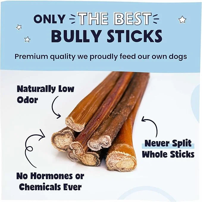 Pawstruck All-Natural 12" Bully Sticks for Dogs - Best Long Lasting, Rawhide Free, Low Odor & Grain Free Dental Chew Treat...