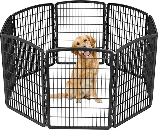 IRIS USA Dog Playpen, 8-Panel 34" Pet Playpen, Puppy Playpen, Indoor/Outdoor Dog Pen, 63 x 63 x 34, Foldable, Customizable...