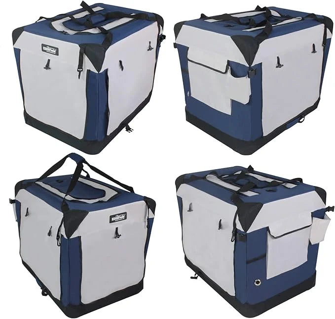 EliteField 4-Door Folding Soft Dog Crate with Curtains, Carrying Bag and Fleece Bed (2 Year Warranty), Indoor & Outdoor Pe...