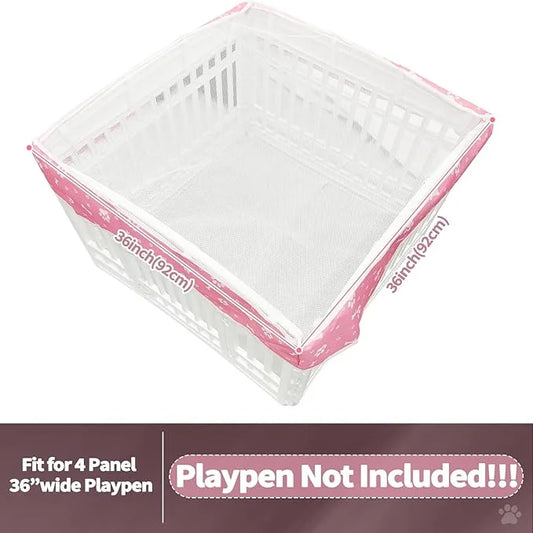 PJYuCien Dog Playpen Mesh Top Cover, Fits 36 Inch 4 Panels Regular Square Plastic Exercise Pet Pen, Adhesive Tape Connecti...