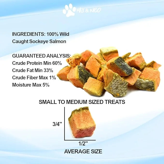 Max and Neo Freeze Dried Wild Caught Sockeye Salmon Dog Treats - Single Ingredient, Wild Caught Pacific Northwest Sockeye ...