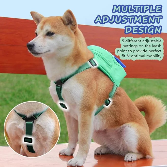 Dog Backpack Harness with Leash,Cute Pet Puppy Backpacks Bulid-in Dog Poop Bag Dispenser,Adjustable Pets Self Carrier Bag ...