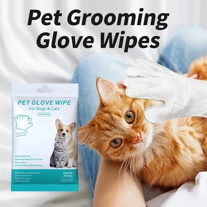Pet Glove Wipe, Cleaning Glove for Dog and Cat, Fur Face, Ear, Eye, Paws Cleaning Wipes, Pet Wash Free Gloves, Cleaning Gr...