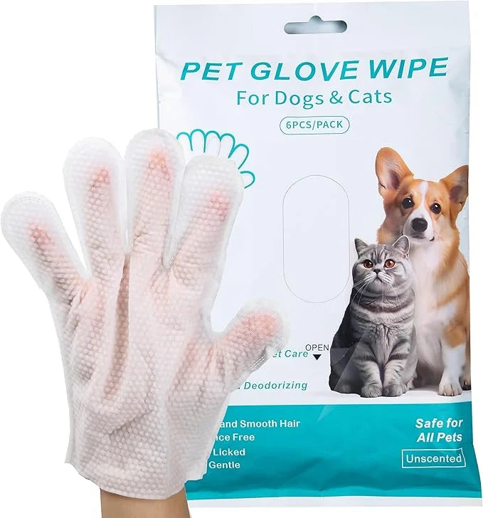 Pet Glove Wipes for Dogs Cats, Extra Thick Hypoallergenic Dog Dry Cleaning Bath Gloves Wipes Deodorizing for Paws/Butt/Tee...
