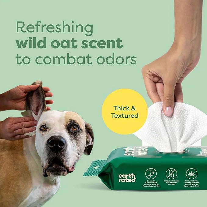 Earth Rated Vet-Developed Pet Ear Wipes, Hypoallergenic Cleaner for Dogs & Cats Ears to Remove Dirt and Wax Build Up, Wild...