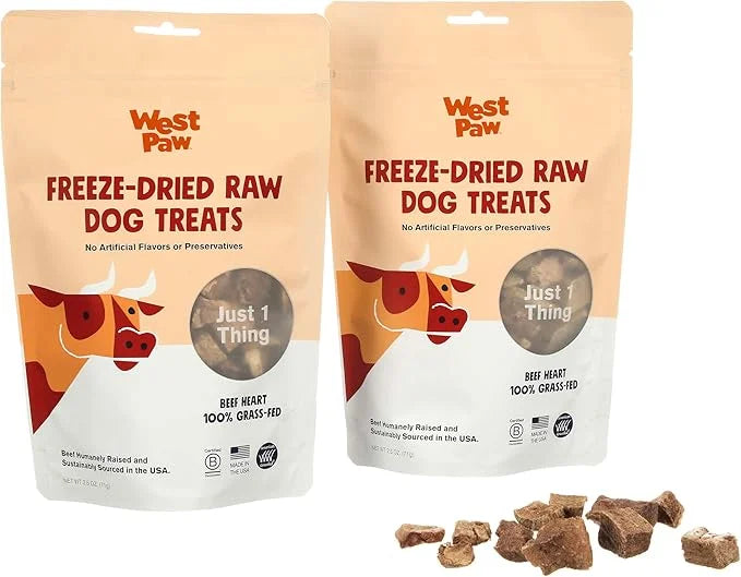 WEST PAW Freeze-Dried Raw All Natural Dog and Puppy Training Treats, Single Ingredient, Humanely Raised and Sustainably So...