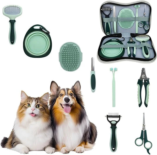 Pet Nail Clippers Trimmer and Grooming Kit, 8 Pieces Pet Grooming Kit - Dematting Comb,Slicker Brush,dog nail trimmer,coll...