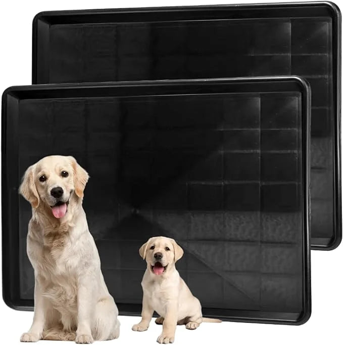 2 Pack Dog Crate Tray, 36" L x 24" W ChewProof Replacement Pan for Dog Crate, Large Plastic Bottom Pan Liner Drip Trays Pa...