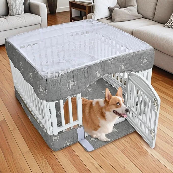 PJYuCien Dog Playpen Bottom Pad and Cover Fits for 36 Inch 4 Panels Exercise Pet Pen,Grey - Product Image