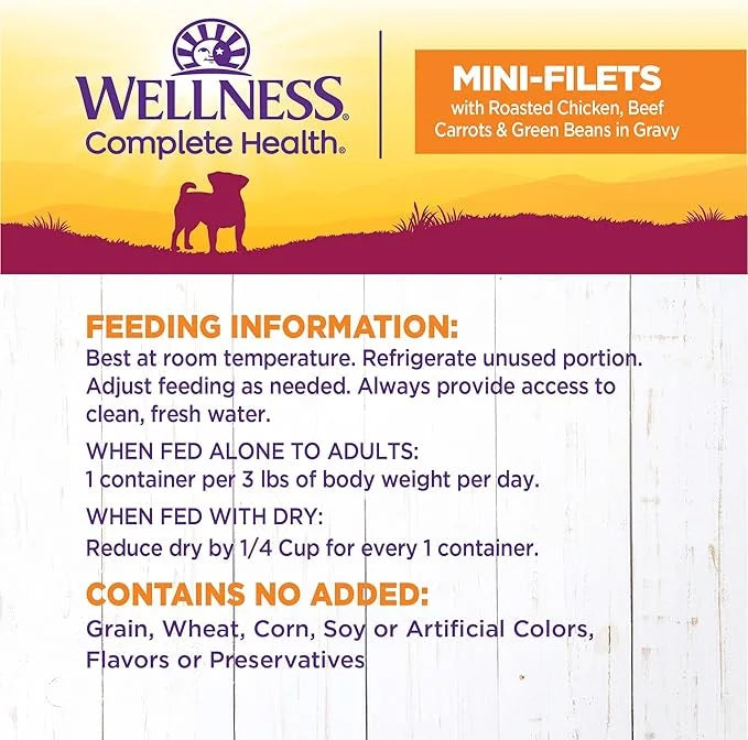 Wellness Petite Entrées Mini-Filets with Roasted Chicken, Beef, Carrots & Green Beans in Gravy, 3-Ounce Cup (Pack of 12) -...