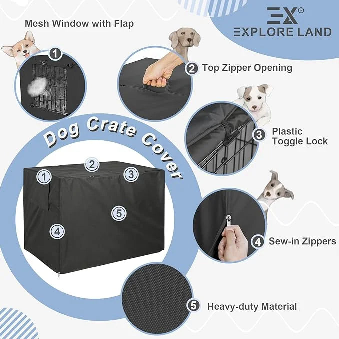 Explore Land Dog Crate Cover Bundle with Machine Washable Fluffy Dog Bed Cover for 36 Inches Wire Cage - Product Image
