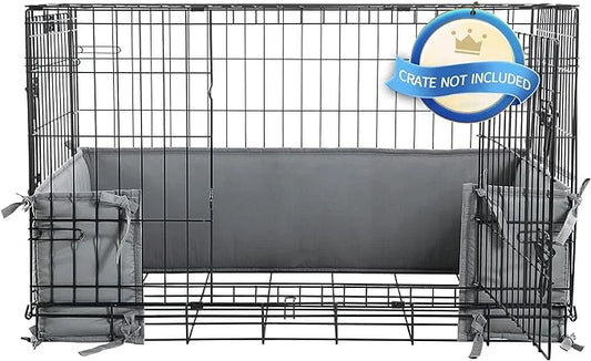 Hombys Dog Crate Bumper with Ties - Soft Crate Accessory (Do Not Include Cage) (Dark Grey, 30"x18") - Product Image
