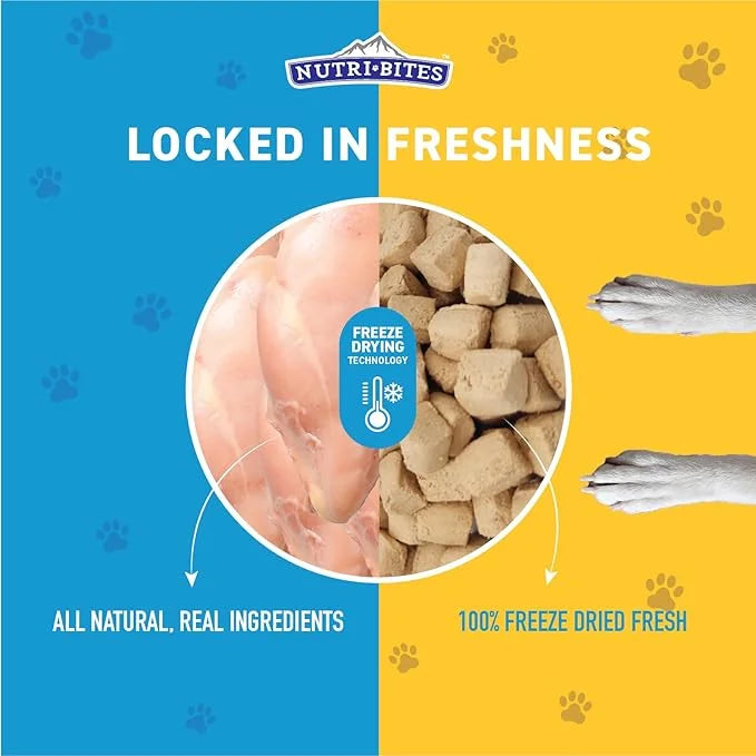 Nutri Bites Freeze Dried Chicken Dog & Cat Treats, 9 oz | Healthy Pet Training Treats or Food Topper | All Natural, 1 Sing...