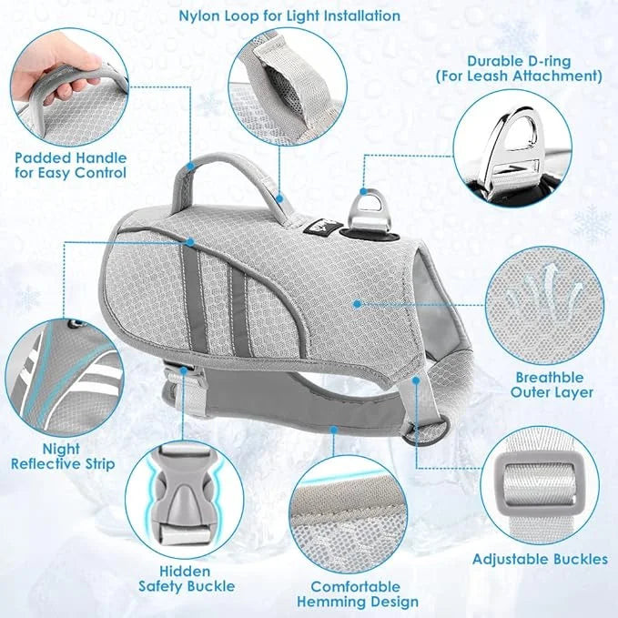 SlowTon Dog Cooling Vest - Cooling Shirt for Dogs, Evaporative Instant Cooling Vest Harness with Ice Pack Pocket, Lightwei...