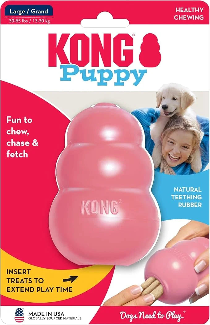 KONG Puppy - Natural Teething Rubber Chew Toy for Dogs - Stuffable Dog Toy for Extended Playtime - Chew & Fetch Toy for Pu...
