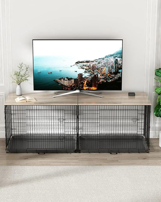 Piskyet Dog Crate Topper Wood Countertop for 48 42 36 30 24 inch Dog Cage, Dog Crate Cover,Dog Kennel Topper(Crate Not Inc...