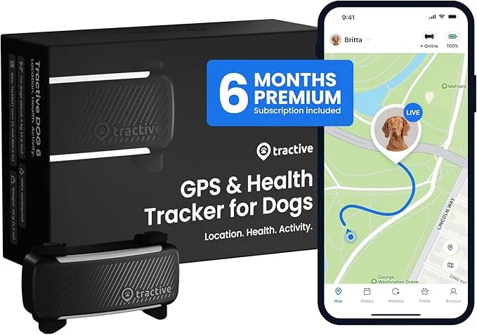 Tractive GPS Dog Tracker (2025 Release with Free 6 Month Subscription) | Real-time Pet Location Tracker | Health & Wellnes...