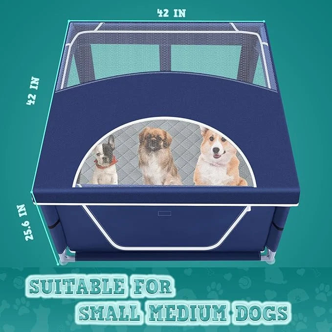 42x42 Inches Puppy Playpen with Cover&Dog Pads, Dog Playpen for Puppies or Small Dogs, Pet Playpen for Indoor & Outdoor, S...