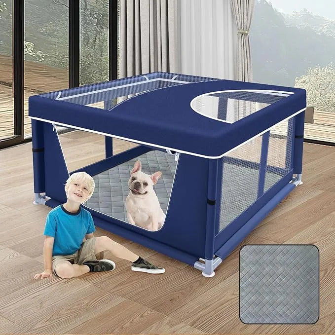 42x42 Inches Puppy Playpen with Cover&Dog Pads, Dog Playpen for Puppies or Small Dogs, Pet Playpen for Indoor & Outdoor, S...