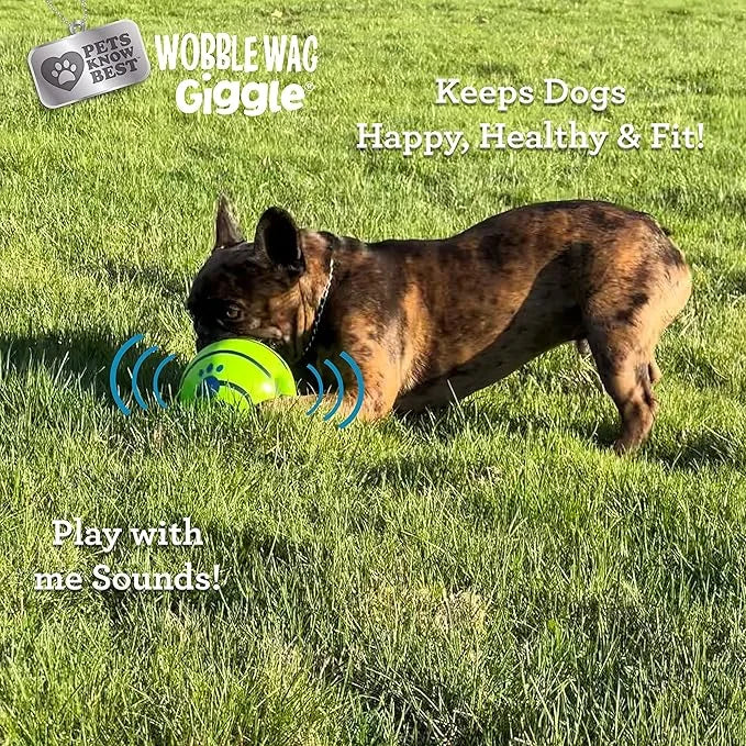 Wobble Wag Giggle Ball 2 Pack- Interactive Dog Toy, Fun Giggle Sounds When Rolled or Shaken, Pets Know Best, 1 Original & ...
