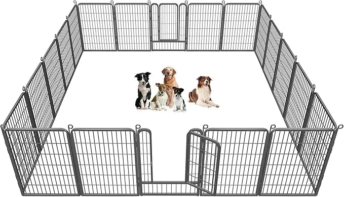 Dog Playpen 40 inch Dog Fence for Outdoor Indoor Use Heavy Duty Metal Dog Pen for Large Dogs, Rustproof Pet Playpen Portab...
