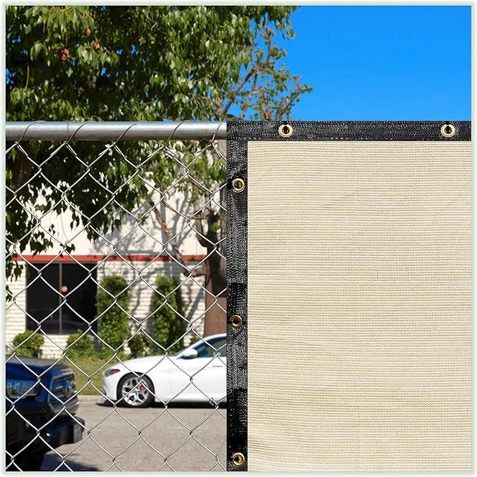 ColourTree 9' x 15' Beige Custom Size Shade Cloth with Grommets - 90% Sunblock, Durable Mesh Fabric Tarp for Dog Kennel Co...