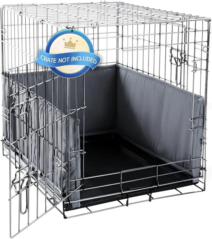 Hombys Dog Crate Bumper with Ties - Soft Crate Accessory -Kennel Cover - Training Pads for Front Door Crates, 30"x18", Gra...