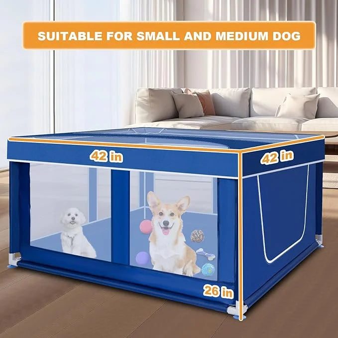 42x42 Inches Puppy Playpen with Top Cover, Dog Playpen for Small or Puppy Dogs, Pet Playpen for Indoor & Outdoor, Sturdy S...