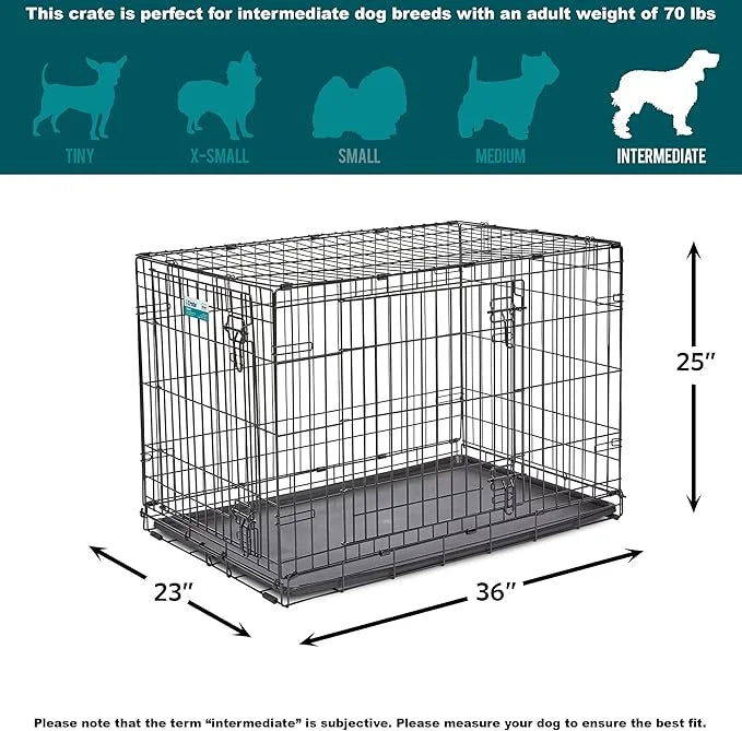 MidWest Homes for Pets Newly Enhanced Single & Double Door iCrate Dog Crate, Includes Leak-Proof Pan, Floor Protecting Fee...