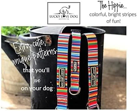 Lucky Love Dog Collar, Beautiful & Vivid Patterns, Rainbow Dog Collar for X-Large Dogs, Easy On & Off Clasp Accessory (Hip...