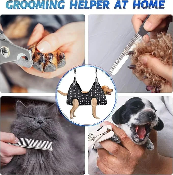 Pet Dog Grooming Hammock Harness for Grooming (XL 80lb), Dog Sling Holder for Clipping Nails with Clippers, Pet Comb - Pro...