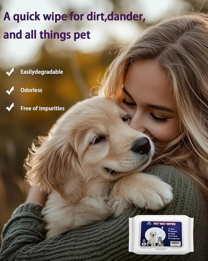 Dog Wipes for Paws and Butt – Unscented Pet Wipes for Dogs & Cats – 80 Ct Extra Thick, Lint-Free Cleaning Wipes for Face, ...