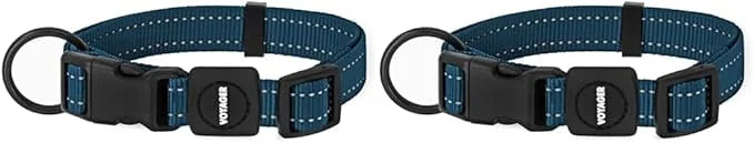 Best Pet Supplies Reflective Dog Collar with Adjustable Length, Heavy-Duty Buckle, and Strong Leash D-Ring, Training, Walk...