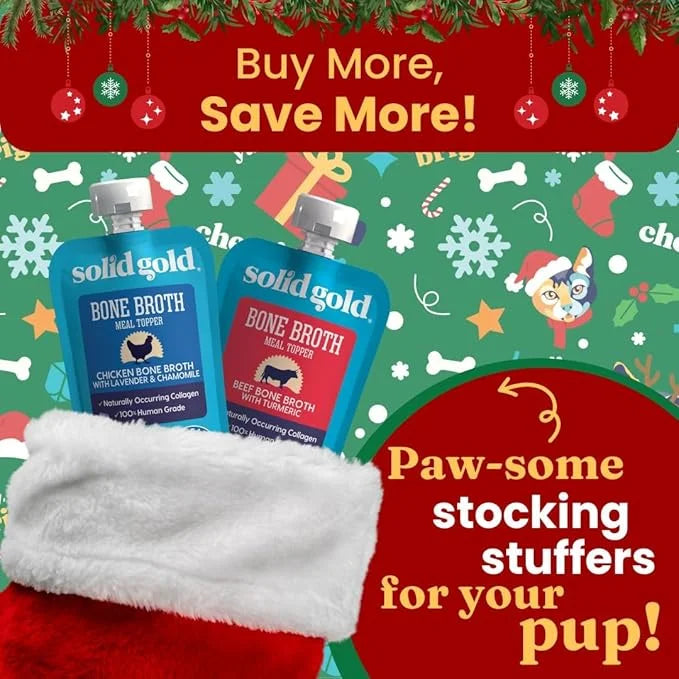 Solid Gold Beef Bone Broth for Dogs - Grain Free Dog Food Topper Rich in Collagen and Superfoods - Nutrient Dense Dog Grav...