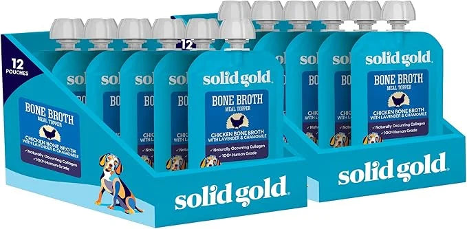 Solid Gold Chicken Bone Broth for Dogs - Grain Free Dog Food Topper Rich in Collagen and Superfoods - Nutrient Dense Dog G...