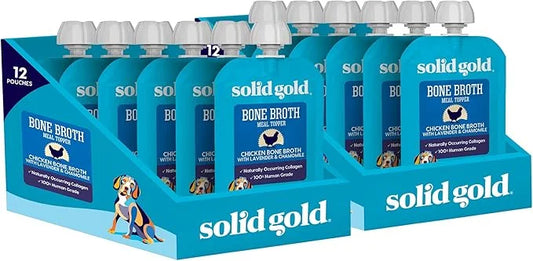 Solid Gold Chicken Bone Broth for Dogs - Grain Free Dog Food Topper Rich in Collagen and Superfoods - Nutrient Dense Dog G...