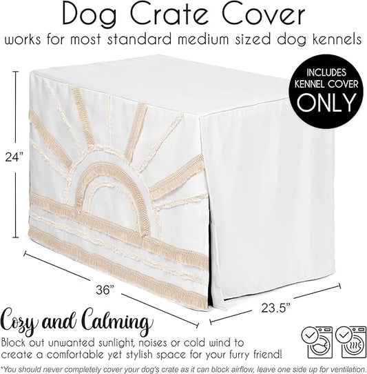 Sweet Jojo Designs 36in. Medium Dog Crate Cover (Boho Chic Sun) Pet Cage, Kennel Covers (Bohemian, Farmhouse, Southwestern...
