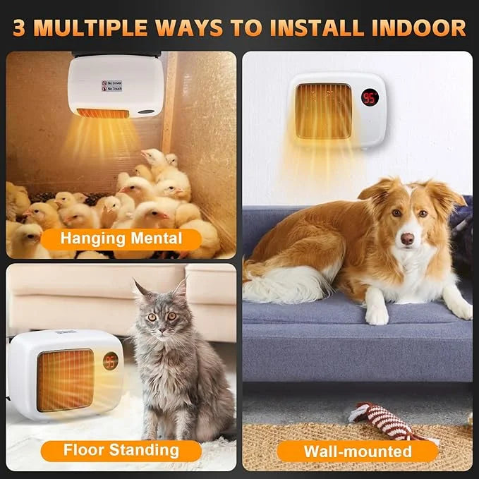 Dog House Heater, Pet House Heater with Thermostat Anti Chew Cord Overheat Protection Wall-Mounted 2 Heating Mode (300/600...