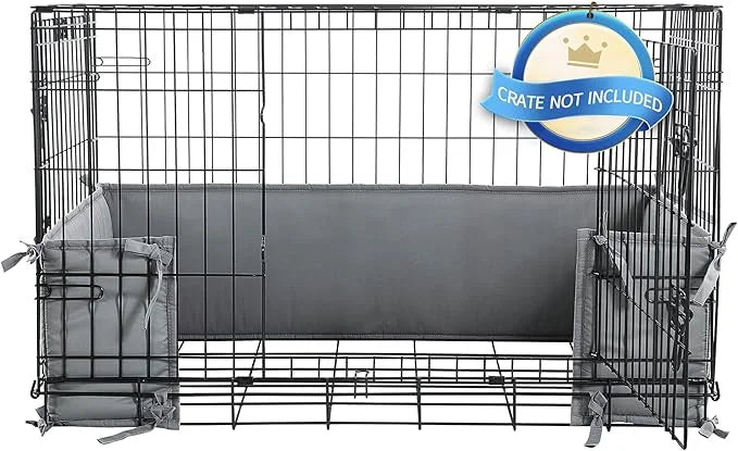 Hombys Dog Crate Bumper with Ties - Soft Crate Accessory (Do Not Include Cage) (Dark Grey, 48"x30") - Product Image